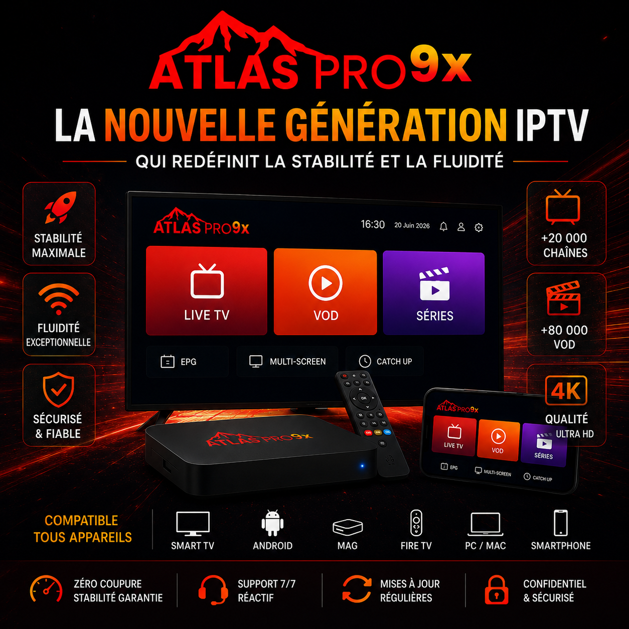 Atlas Pro 9X La nouvelle génération IPTV qui redéfinit la stabilité et la fluidité